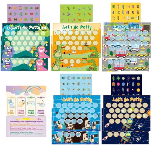 Potty Training Reward Chart for Toddlers, 240 PCS Potty Training Stickers and 10 PCS Potty Chart, Toilet Training Reward Chart for Kids, Sticker Chart for Potty Training for Boys