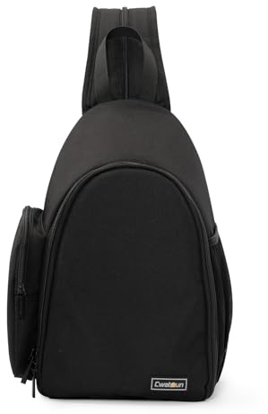 Cwatcun Borsa per Fotocamera SLR, Zaino Impermeabile e Antiurto, Organizzatore per Obiettivi a Tracolla (Nero)