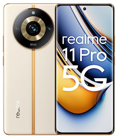 realme 11 Pro 5G 8+128GB Smartphone, Display curvo da 120 Hz, Fotocamera ProLight OIS da 100 MP, Batteria massiva da 5.000 mAh, Ricarica SUPERVOOC da 67 W, Sunrise Beige, Versione Italiana