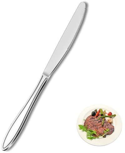 Pleafind - Dinner Knife Set - 24 Pieces Table Knives, 8.66 inch(22cm) Stainless Steel Cutlery knife, Butter Knife for Home & Kitchen. Mirror Polished and Dishwasher Safe