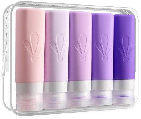 INSFIT Travel Bottles for Toiletries, CAA Approved 3oz Travel Size Containers, BPA Free Leak Proof Squeezable Silicone Tubes for Shampoo Conditioner Lotion Soap with Labels