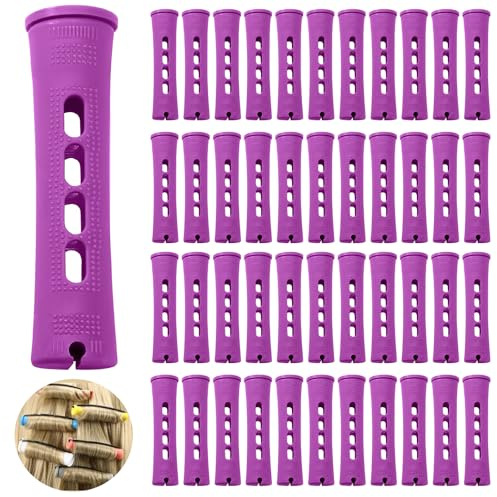 Coufce 60 Pcs Perm Rods 0.38 Purple Hair Rollers Cold Wave Long Short Hair Curling Rods
