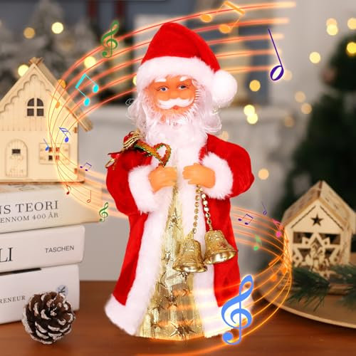 XUNIVERS Elektrischer Weihnachtsmann,Elektrisch Weihnachtsmann Klettern,stehende Weihnachtsmann-Figur Traditionelle,Tanzender Weihnachtsmann,Weihnachtsdekoration für Kinder für Haustür Aufhängen
