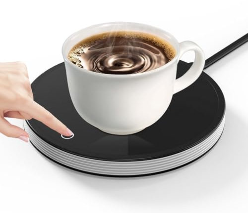 Sporgo Elektrischer Kaffeewärmer: Intelligenter Tassenwärmer mit 2 Temperatureinstellungen, Kerzenwärmer Elektrischer Getränkewärmer Kaffetasse Warmhaltend Zubehör für Zuhause Büro, Schwarz