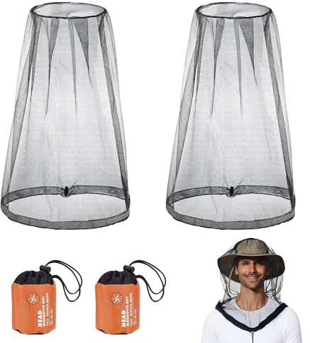 yotutun 2 Pezzi Cappello con Zanzariera, Anti-Zanzare Insetti Cappello da Apicoltore con Velo Zanzariera Rete per la Testa della Protezione per Esterni, Campeggio, Viaggi