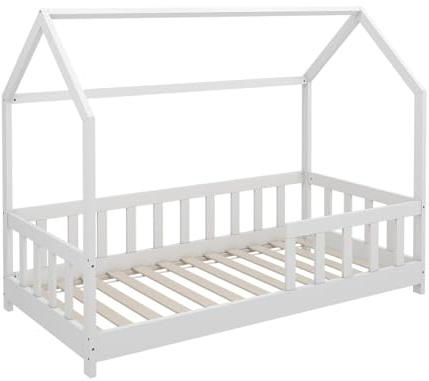 VitaliSpa Hausbett Michelle, Weiß, 80x160 cm mit Rausfallschutz, geeignet für Matratzen 70x140 cm, kombinierbar mit Zubehör