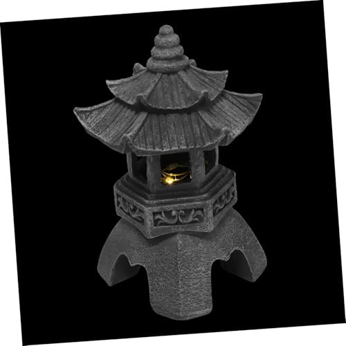 Hemobllo Linterna Solar De Pagoda De Resina Resistente La Intemperie Estatua Zen para Jardín y Exteriores Lámpara Decorativa para Patio y Césped