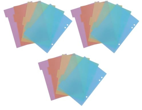 Hemobllo 3 Ensembles Séparateurs de Page Onglets de Classification A5 en Plastique Colorés, Lot de Sets de Sets, pour Classeur à Anneaux, Planner et Dossiers, Repérage Rapide
