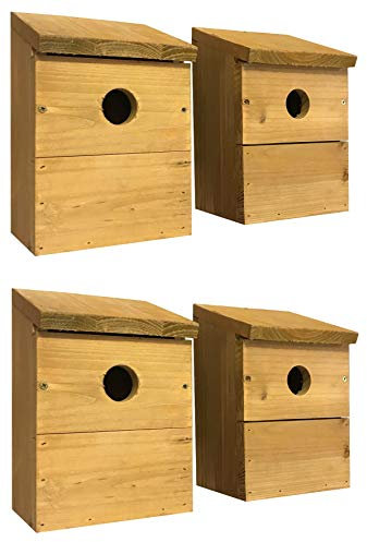 Selections Wooden Multi-Hole Wild Bird Classic Nest Box Birdhouse (Pack of 4)