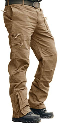 MAGCOMSEN Cargo Hosen Herren Militar Hose Army Ranger Hosen Outdoorhose mit Seitentaschen Jagdbekleidung Baumwoll Wanderhose Braun, 36