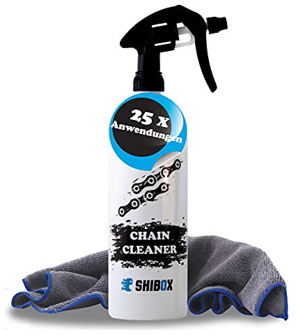 Kettenreiniger Fahrradkette und Kettenreiniger Motorrad - sehr ergiebig für bis zu 25 Anwendungen - Ketten Reiniger + Mikrofasertuch - Fahrradketten Reiniger - Kettenspray 1 Liter