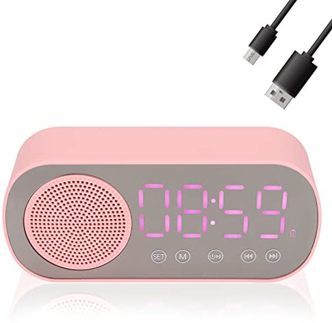 Alarm Clock Bluetooth Speaker, Wireless Digital Clock Speaker Built in Digitally Tuned FM Radio LED Display Dual Alarm Clock Speaker for Reading Travel