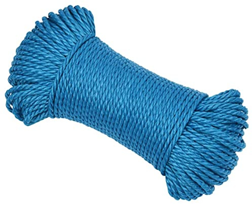Tidyard Arbetsrep, polypropylenrep, båtrep, fastmakare, fiberrep, flätlina, rep, blå, 6 mm, 50 m polypropen