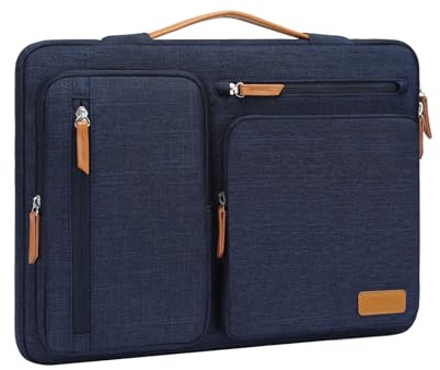 MOSISO 360 Protective Laptop Case 15 inch, 15 inch Laptop Sleeve Compatible with MacBook Air M5 M4 M3 M2 2026-2023, Dell XPS Plus, Side Open Carrying Case with 4 Zipper Pockets&Handle, Navy Blue