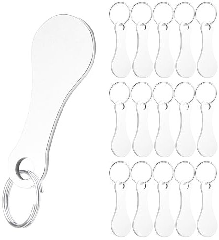 16 Stück Einkaufswagenlöser,Rund Edelstahl Einkaufswagenchip Wagenchip Abziehbar mit Schlüsselring für Einkaufswagen(Silber)