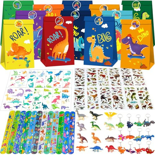 PQKL-party 72PCS Gadget Dinosauri Compleanno Bambini, Kit Festa dinosauro Giochi