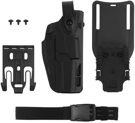 Peminkoo Fondina Tattica P320 Fondina per Pistola da Combattimento Militare da Caccia MK-17/18 Fondina adattata per Sistema QLS Kit Cinghia per Coscia Fondina Airsoft (Black)