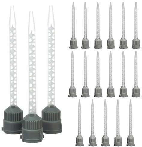 Hezhou Mélangeurs statiques 2K pour colles 1:1 tube mélangeur MB3.2-16S Buses De Mélange Époxy Pour Pistolet à Colle AB compatible cartouches de 25 ml/50 ml (20, gris)