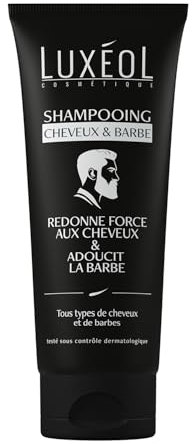 Luxéol - Shampoing Cheveux & Barbe - Redonne Force aux Cheveux & Adoucit la Barbe - Shampoing Homme 2 En 1 Sans Silicone Ni Tensio-actifs sulfatés - Fabriqué En France - 200 ml