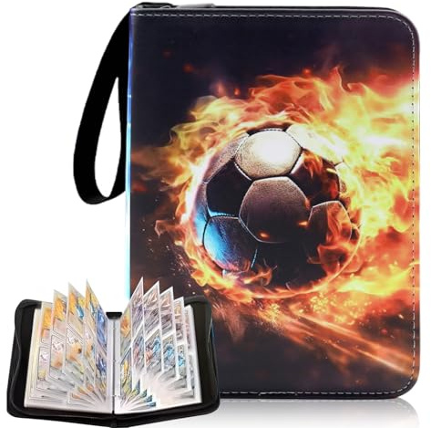 Fotbollsalbum kort 4 fickor, kortalbum, samlaralbum, album för 400 kort, album för fotbollskort, samlaralbum med dragkedja, stora sportkort