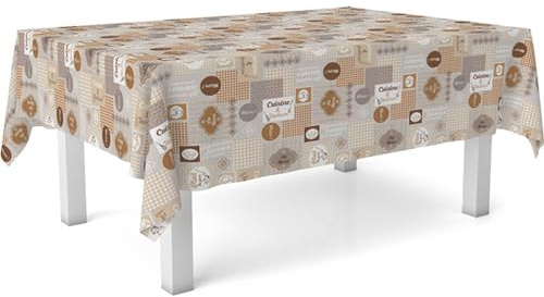 ECOMMERC3 Nappe en Toile cirée rectangulaire Taille 100x140 cm - Style, durabilité et Facile d'entretien pour Votre Table - Nappe en Toile cirée Anti-Taches et imperméable Cuisine MARRÓN