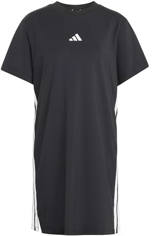 adidas Donna Essentials 3-Stripes Dress, Black/White, M