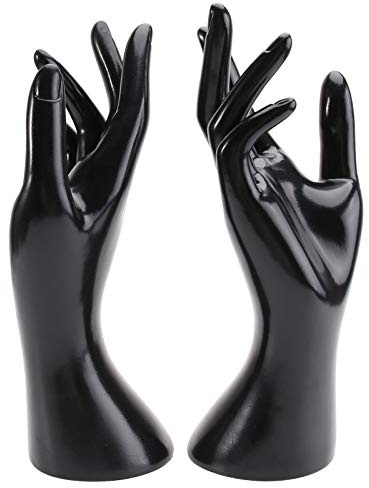 BESPORTBLE Expositor De Anillos y Organizador De Joyas Modelo Mano De Maniquí Femenino De Plástico Negro Multifunción Para Escritorio y Tienda Conjunto De 2 Piezas