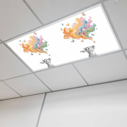 Fluorescent Light Covers, Cute Deer Magnetic Light Covers for Ceiling Lights, Modern Abstract Oil Painting Aesthetic Fluorescent Ceiling Shade Filters for Classroom Bedroom Office 4x2Ft x 1PCS