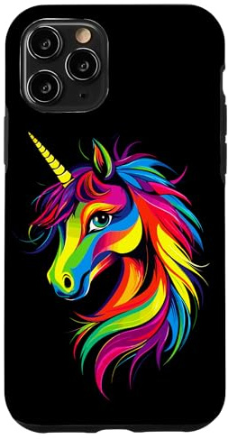 Licorne Coloré Arc-en-Ciel Cavalière Chevaux Équitation Coque pour iPhone 11 Pro