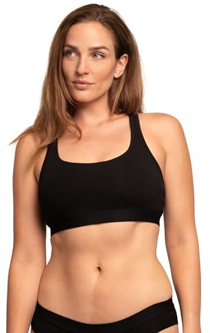 DANISH ENDURANCE Women’s Organic Cotton Bralette 1 Pack Black Blue Grey Comfort Bra (Black, X-Small)