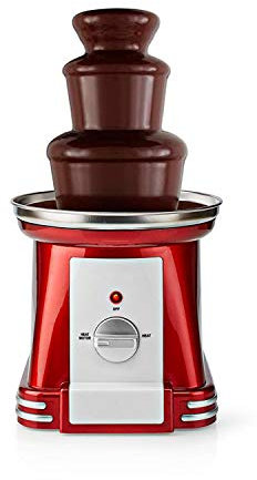 Ex-Pro Chocolate Fountain, Retro 3 Tier Table Top Machine with 500ml Capacity, Heat & Motor Settings, 90W - Red/White