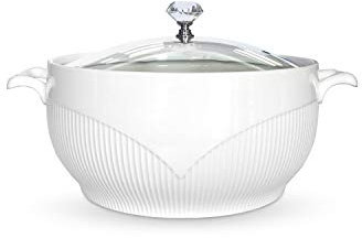 Soupière à soupe en céramique avec couvercle en verre - Soupière de service en porcelaine pour restaurant, maison, cuisine, décoration mignonne - Soupière couverte de céramique pour soupe, porcelaine