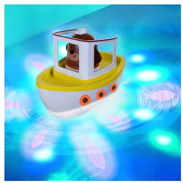 Hey Duggee Lightshow River Boat Underwater Light Show Bath Toy Boat, Floats, Projects Lights Under Water, Squirrel Club, CBeebies, Age 3 Years Plus