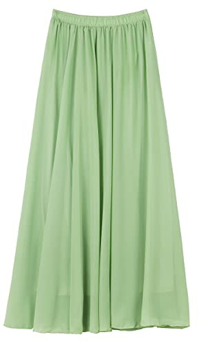 Mujer Chiffon Maxifalda Falda de Chiffon Falda Larga de Mujer para Verano Playa Vacaciones Party Casual - Longitud 100cm Liso Hoja de Palma Verde