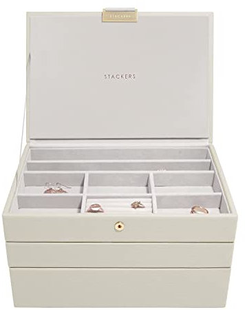 Stackers Oatmeal Classic Medium Jewellery Box, Set of 3