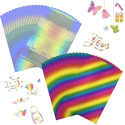 100PCS 7.9x11.4inch Hot Stamping Foil,Metallic Variety Beautiful Color Toner Reactive Foil,Laser Printer and Laminator Toner Reactive Foil for Scrapbooking Paper Crafts (Laser Silver+Colorful)