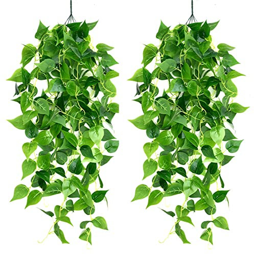 Newaner 2 pezzi Piante Pendenti Artificiali, 100 cm Simulazione Pianta Appesa Edera Verde Aneto Ghirlanda Appesa per Matrimonio Giardino Balcone Camera da Letto Interna Decorazione Della Parete