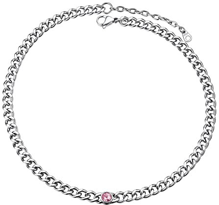 PROSTEEL Collana Chunky Donna Grossa Collana Rigida Girocollo Catenina Acciaio Donna con Opale Ottobre