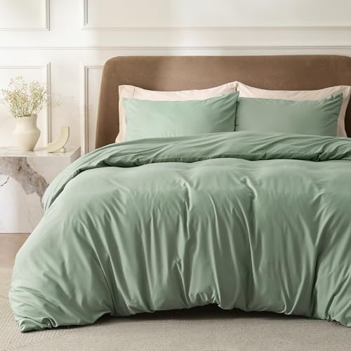 Bedsure Super King Size Duvet Cover Set - Superking Brushed Microfiber Bed Cover Set with Zipper Closure, Quilt Bedding Cover with 2 Pillowcases, Sage Green