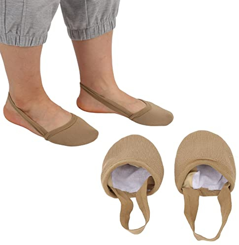 Chaussure de Danse Demi-Semelle, Chaussure de Gymnastique Rythmique, Chausson de Ballet Demi-Semelle Extensible et Respirant, pour la Pratique du Yoga Danse(L-Couleur de Peau)