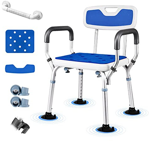 Silla de ducha resistente con brazos y respaldo para ducha interior, taburete de ducha para personas mayores para cabina de ducha, bancos de transferencia de bañera para bañeras, asiento de baño