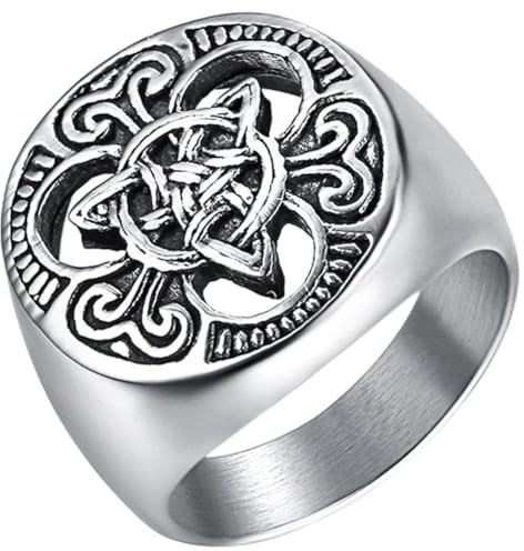 Stainless Steel Vikings Celtic Knot Signet Biker Ring