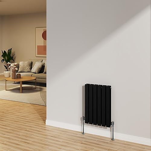 NRG 600x408mm Black Radiator Horizontal Flat Panel Bathroom Designer Double Rad Central Heating