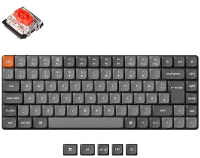 Keychron K3 Max Ultraflache kabellose mechanische Tastatur, 75% deutsches DE-ISO-Layout, programmierbare RGB-Hintergrundbeleuchtung, roter Gateron-Schalter, Gaming-Tastatur mit Aluminiumrahmen