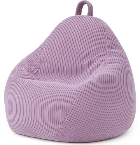 bananair - Puff Salón de Pana - Suave y Cómodo, con Relleno Incluído - Funda Lavable - Puff Pera Práctico y Fácil de Transportar - Bean Bag Versátil, Puff Gamer, Niños (120 x 100 cm, Violeta Lila)