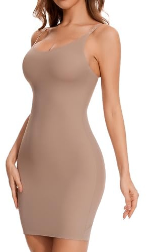 AliyaFeng Womens Shapewear Slips for Under Dresses Tummy Control Slip Dress Seamless Full Body Shaper Beige Large