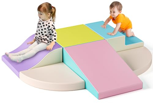 MINENICE Mattoncini in gommapiuma per bambini, grandi mattoncini in gommapiuma, blocchi da arrampicata per interni, strutture da arrampicata per bambini (colore Maccaroni)