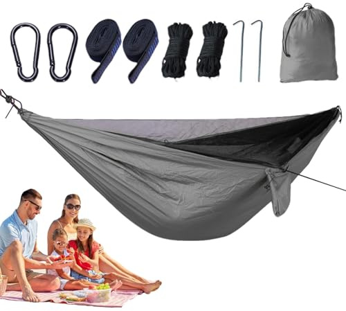 Hängmatta med flugnät – backpacking sovnät – vikbar hängmatta med flugnät för vandring utomhus i trädgården
