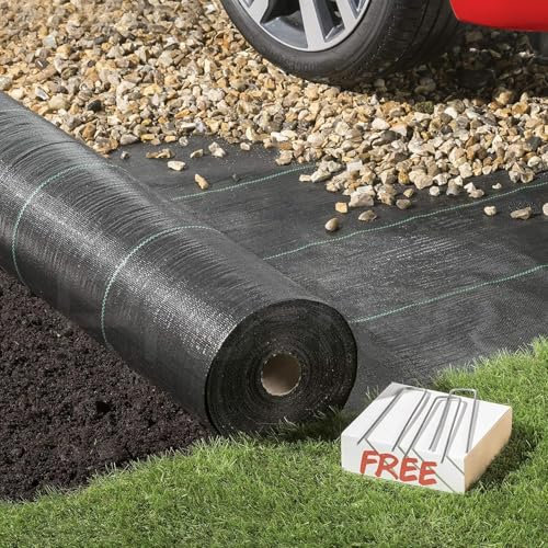 Pro-Tec 1m x 10m Heavy Duty 100g Weed Control Membrane Ground Cover Landscape Fabric FREE PEGS (10 Free Pegs)