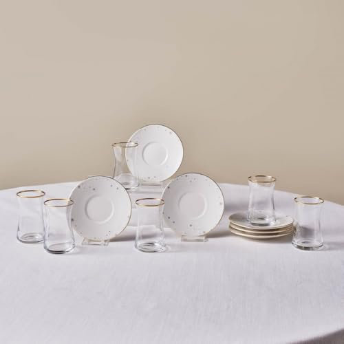 Karaca Fleur Service à thé 12 pièces pour 6 personnes